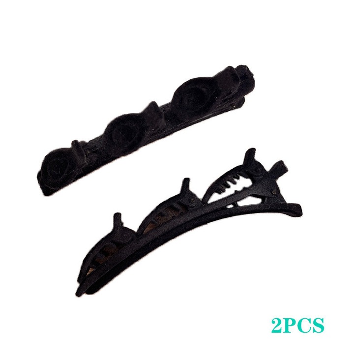 2 seturi de agrafe de par, din plastic, 9,5 cm, negre