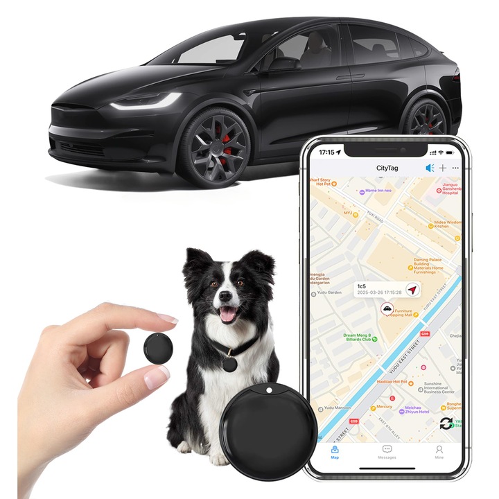 GPS тракер, SHIJOOE®, устройство против загуба, глобално покритие, 365 дни в режим на готовност, съвместим с телефон и Android, подходящ за деца, възрастни, животни, без месечни такси или абонаменти, Включен ремък за закрепване, черен