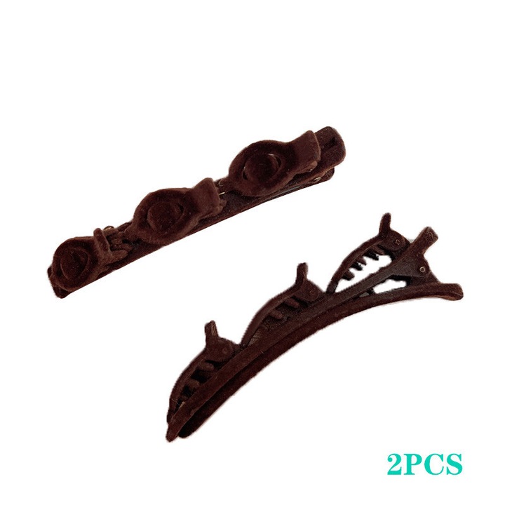 2 szett hajcsat, műanyag, 9,5 cm, kávébarna