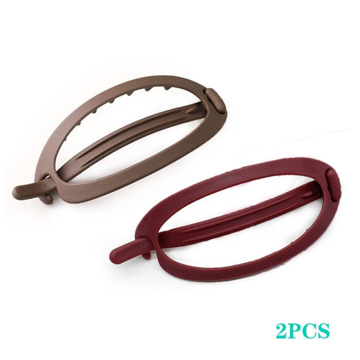 Set de 2 agrafe de par, 5x13 cm, maro + rosu