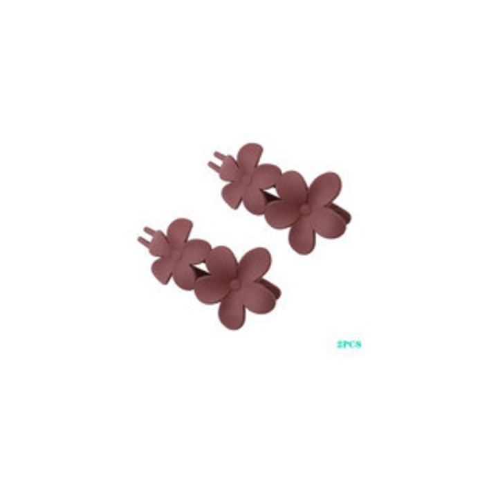 2 db virágos hajcsat szett, műanyag, 5x10.5cm, piros