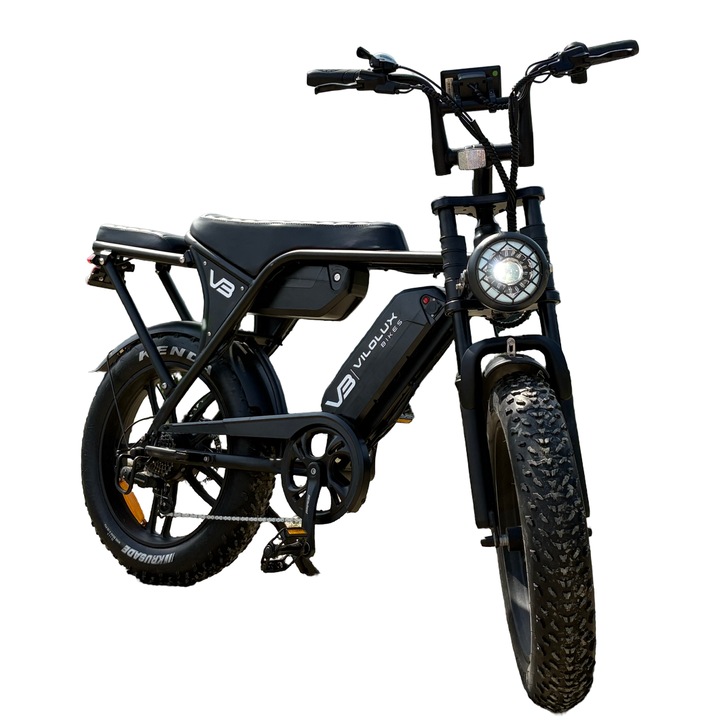 Електрически велосипед Vilolux V8, 250W, хидравлични спирачки, 7 скорости, черен, размери 160x195см, гуми 20x4инча