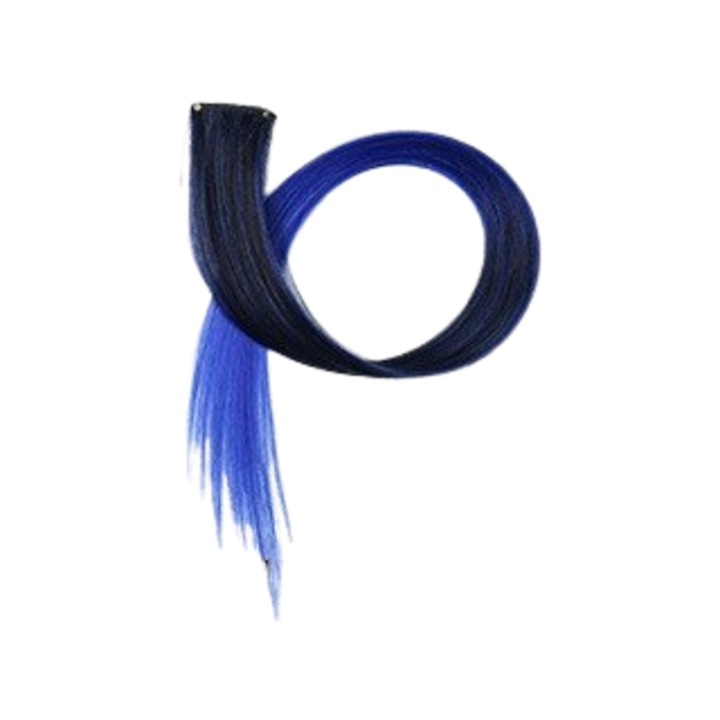 Extensii de par sintetice, 21 inch, negru-albastru, clip-on