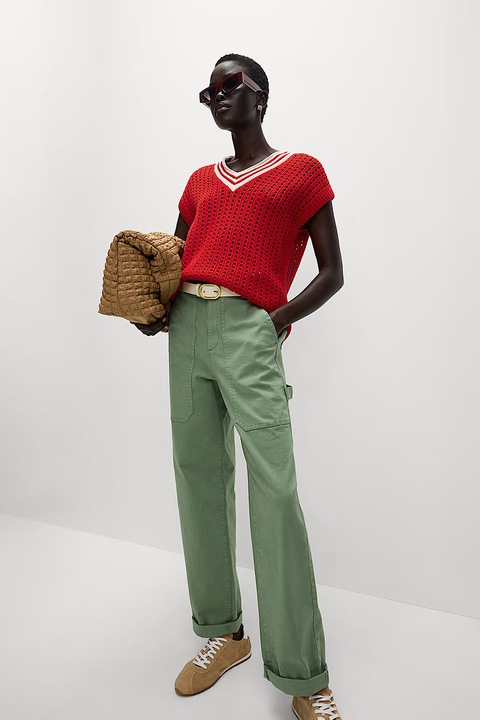 Marks & Spencer, Pantaloni drepti cu talie inalta, Verde sparanghel