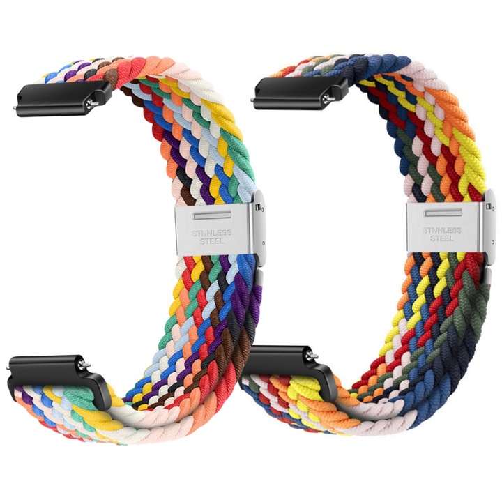 Комплект 2 каишки за фитнес гривна Vanaxalife, еластичен найлон, многоцветен, 14 мм