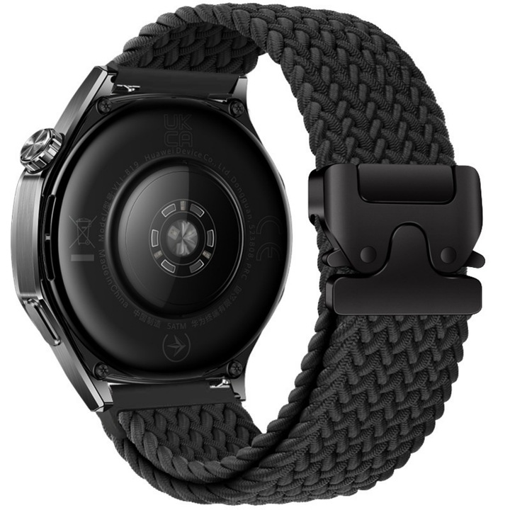 Curea ceas Vanaxalife, nylon elastic, ajustabilă, negru, 20mm