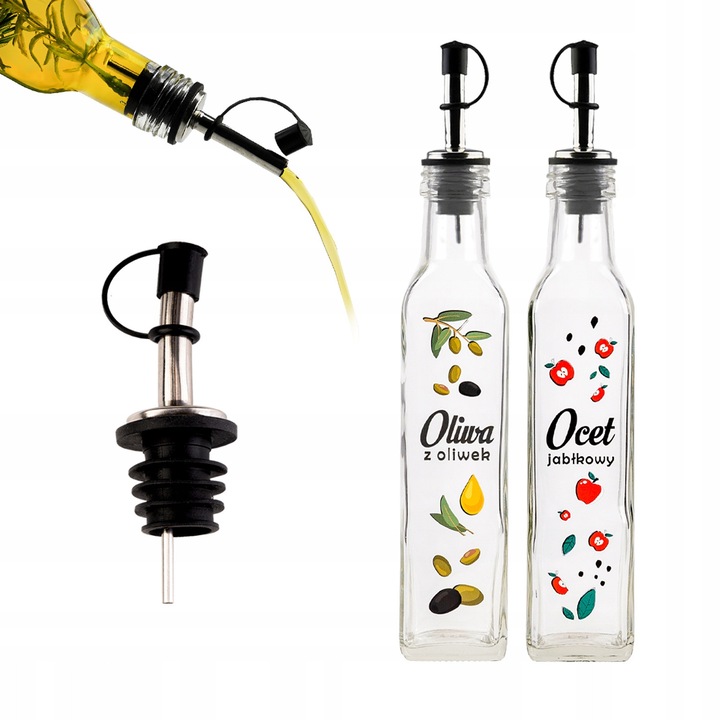 Set Sticla Cu Dozator, Super Butelki, Sticla, Forma Patrata, Calitate superioara, Pentru Diverse Bauturi, Decoratiuni, Faciliteaza Turnarea Fara Varsare, 21.5 x 4.5 cm, Transparenta