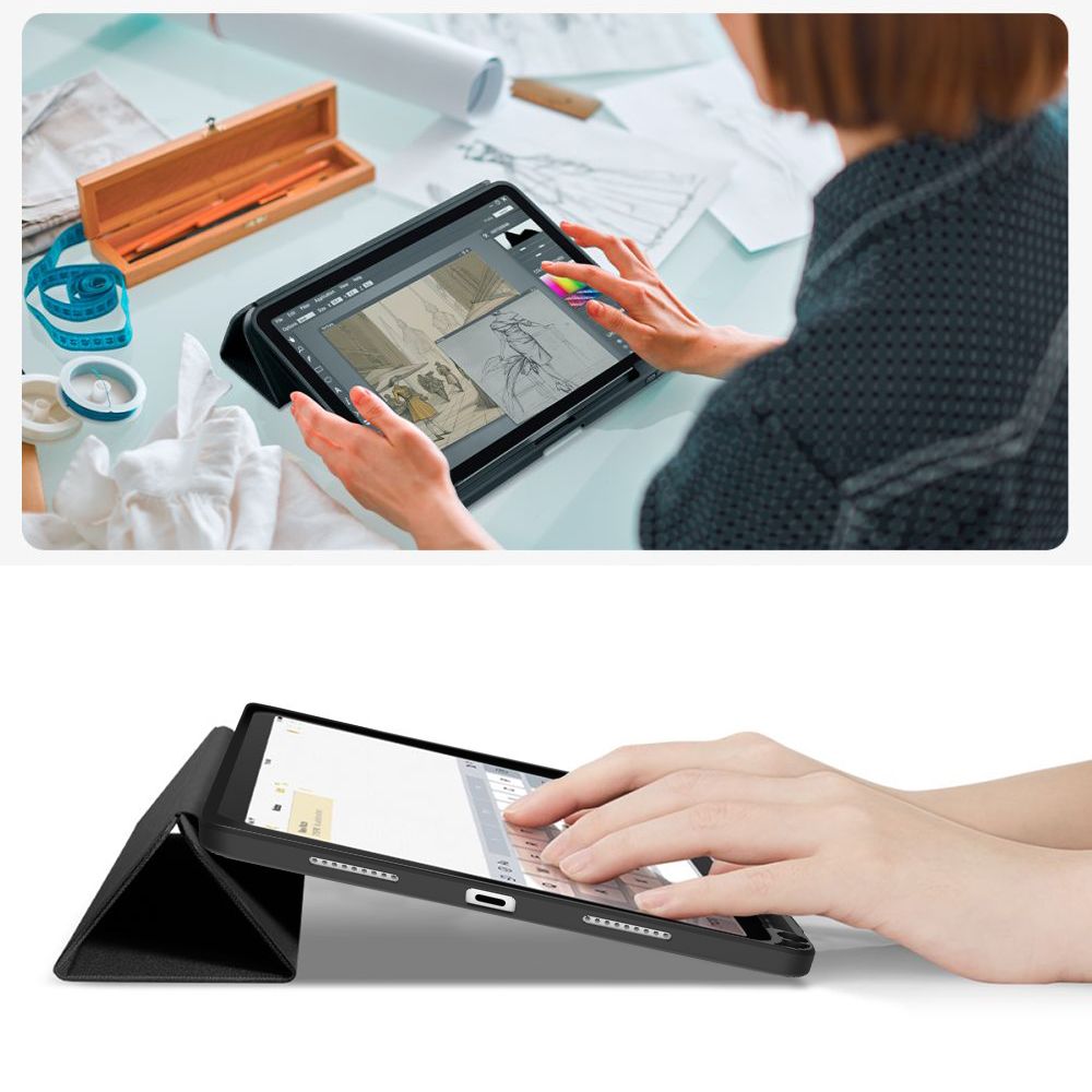 Husa de protectie tableta Tech-Protect SC Pen Canvas iPad 10.9" 10 / 2022 / 11" 11 / 2025 Obsidian Negru