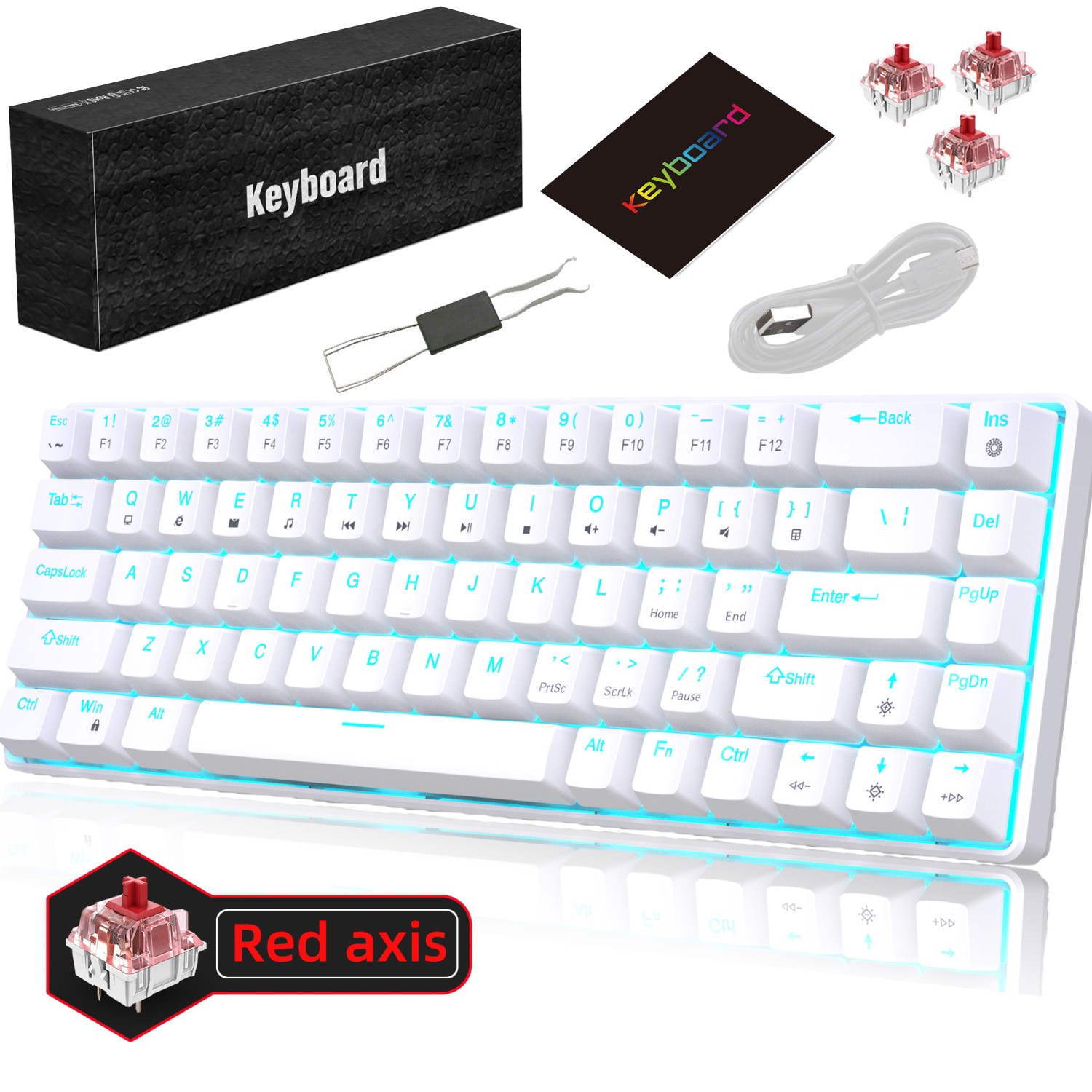 Tastatura mecanica de gaming Zeaicos, compacta 60%, 61 taste