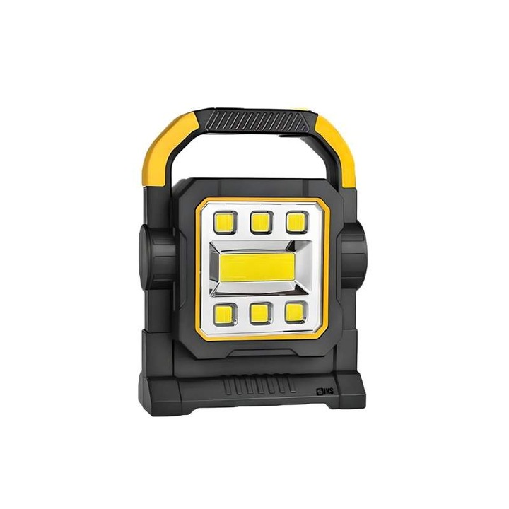 Lanterna Portabila SIKS Led Multifunctionala Cu Lampa Solara, Incarcare Solara Sau USB, 2 Zone De Lumina, 42 Leduri, Lanterna Laterala Si Frontala, Cu Functie Led, Baterie 1200mAh, Impermeabila IP44, USB, Ideala Pescuit, Atelier, HC7078B, Negru/Galben