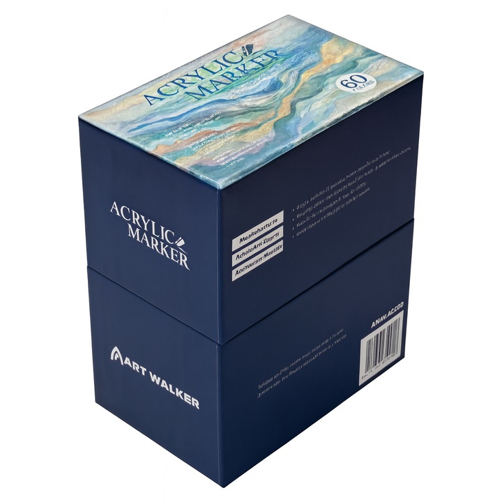 60 darabos akrilfilc készlet, vegyes színek, puha hegy 1-4 mm, vízálló, nagy fedőképességű, fa, fém, üveg, kerámia és műanyag számára