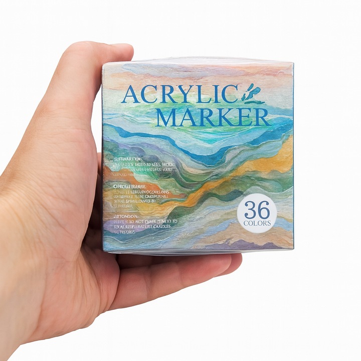 Akrilfilc készlet, vegyes színek, puha hegy 1-4 mm, vízálló, nagy fedőképességű, fa, fém, üveg, kerámia és műanyag számára, 36 darabos