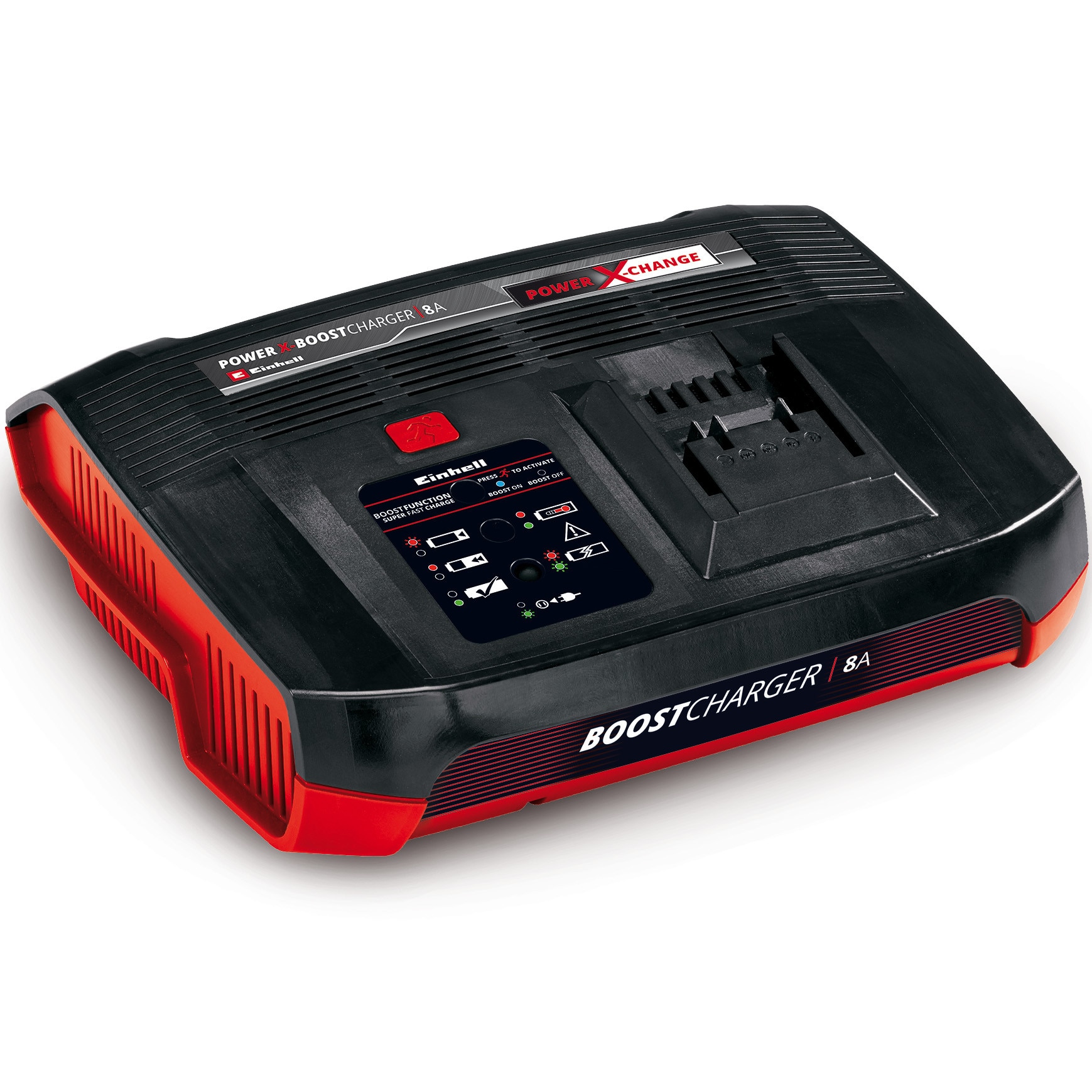 Incarcator Einhell Power X-Boostcharger 8 A Power X-Change, Li-Ion, compatibil cu acumulatorii PXC, mod boost pentru incarcare mai rapida, afisaj de stare cu 7 LED-uri