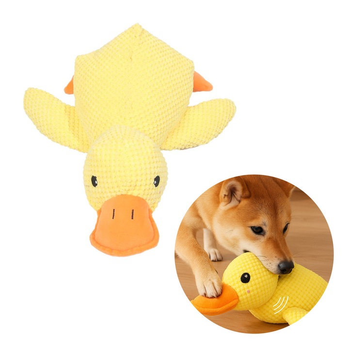 Jucarie pentru Caini in Forma de Designul ratei galbene - Masticabila si Rezistenta, Plus Durabil, Dimensiuni 24, 5x8, 5 cm