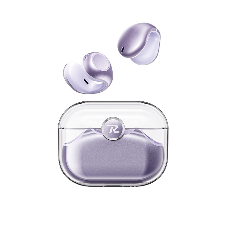 Vezeték nélküli fülhallgató, Bluetooth 5.4, HD hangminőség, sztereó, ENC zajcsökkentés, IPX6 vízállóság, USB töltés, kényelmes viselet, ergonómikus, lila