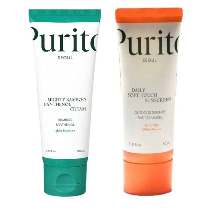 Purito krém bambusz pantenollal 60ml + Centella Asiatica naptej 100ml, 2 üveg