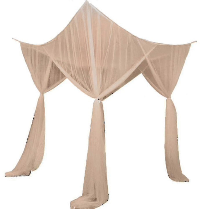 Plasa tantari pentru pat cu 4 colturi, bej, 190x210x240cm, set complet