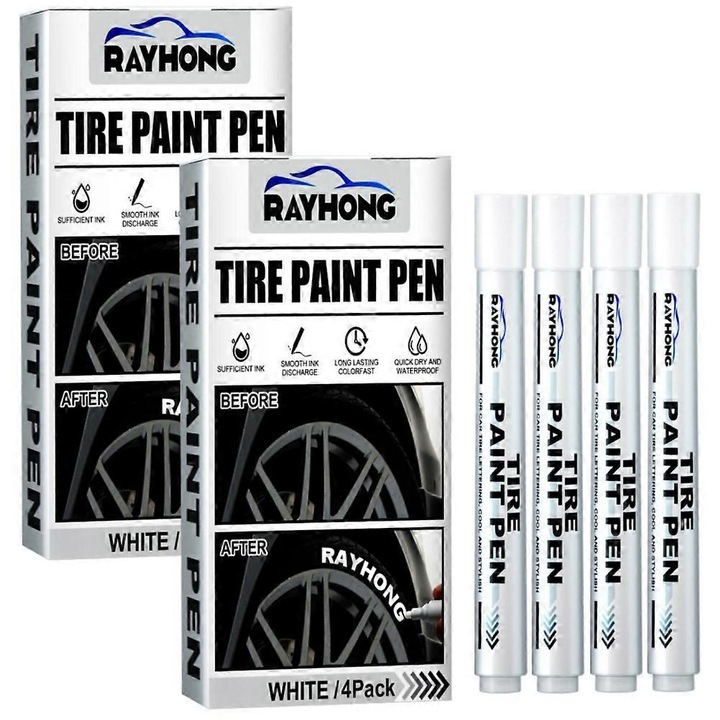 Set 4 Markere Vopsea pentru Anvelope, Multicolor, 62g