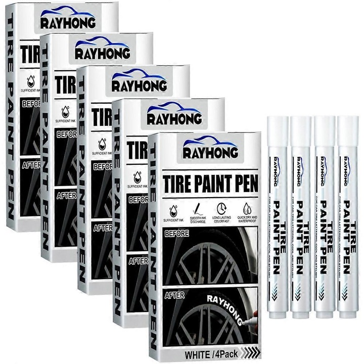 Set 4 Markere Vopsea pentru Anvelope, Multicolor, 62g