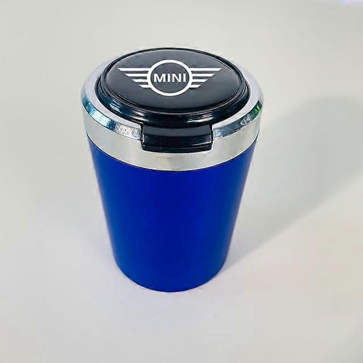 Autós hamutartó fedéllel és LED-del, hordozható, kivehető, kék