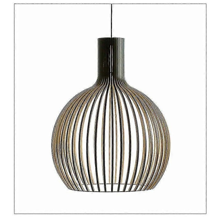 Lustra moderna din lemn si metal, neagra, 35cm, set 1 lampa pendul