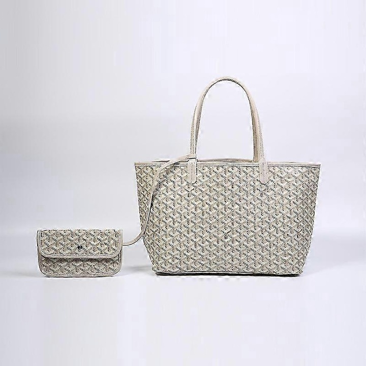 Set geanta mamica-fiica, capacitate mare, alb-albastru, 48x27cm si 54x29cm