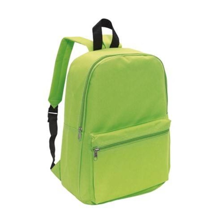 Rucsac WESER, model Chap, poliester 600D, verde deschis, compartiment principal, buzunar frontal, inchidere cu fermoare, 42 x 32 x 12 cm
