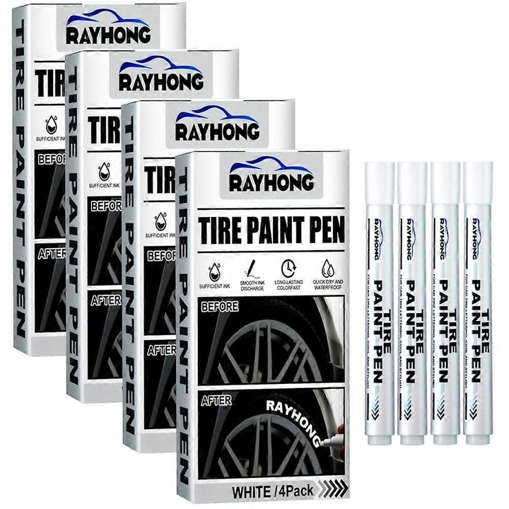Комплект от 4 маркера за гуми, водоустойчиво мастило