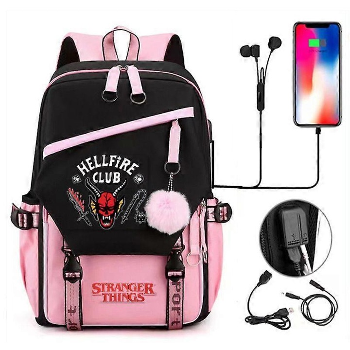 Rucsac casual capacitate 20-35L, structura interioara cu buzunar cu fermoar, suport pentru telefon, material panza, unisex, 2 bretele