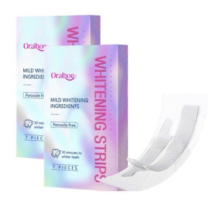 Fogfehérítő csíkok, 14 darab, 6,4x11,4 cm, peroxidmentes, karton csomagolásban