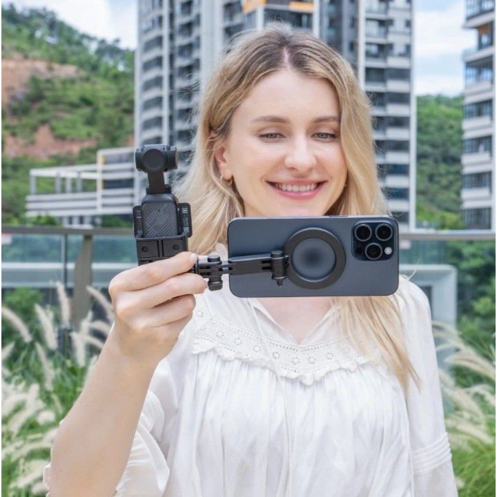 Suport magnetic pentru telefon cu montură GoPro, JJC, pentru DJI Osmo Pocket 3, 1/4", plastic, 100g