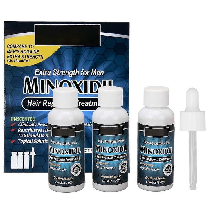 Set 3 x 60ml ser pentru regenerarea parului barbati, tratament pentru caderea parului, fara miros, usor absorbabil