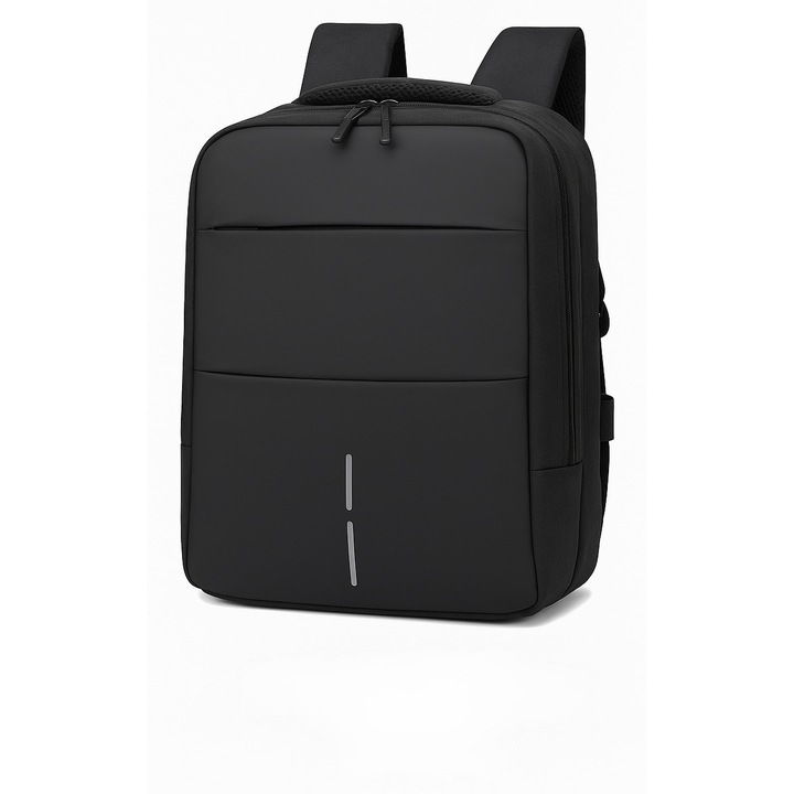 Rucsac business pentru laptop, cu port USB, Antifurt, Impermeabil, Compartimentat pentru o organizare eficienta, 45 x 32 cm, Negru