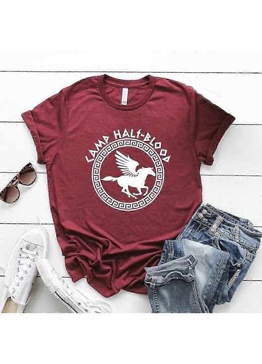 Férfi póló, bordó, 70% pamut, 30% poliészter, normál fazon, O-nyakú