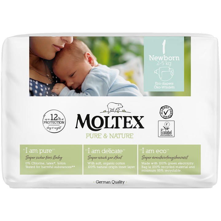 Scutece Moltex Pure & Nature, marimea 1, 88 buc