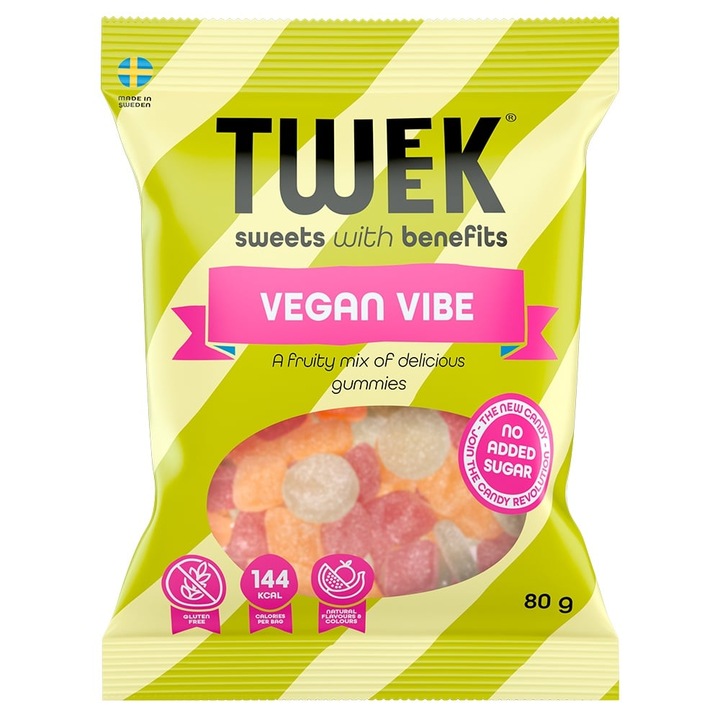 Mix de jeleuri fructate cu Stevia, VEGAN VIBE (fara zahar, fara gluten) 80g - TWEEK