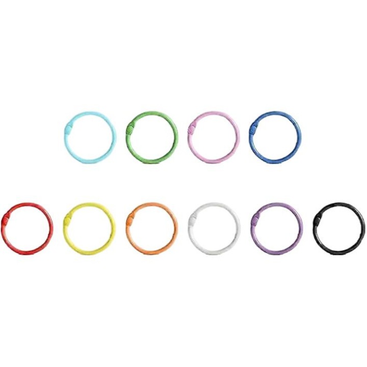 Set 30 inele de indosariat, 25mm, metalice, multicolore