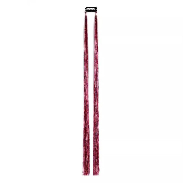 Set 2 bucati extensii par clip-on, 50cm, material rezistent la caldura, roz