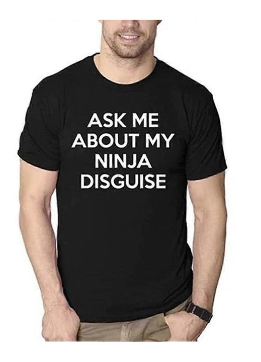 Férfi póló, betűkkel nyomtatva, fekete, pamut, S INTL