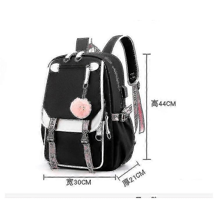 Rucsac Blackpink pentru laptop, geanta de carti cu port pentru casti, amplificator de incarcare USB