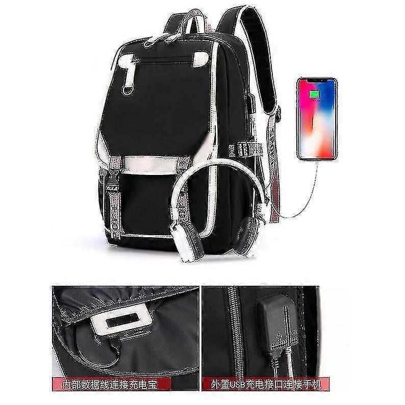 Rucsac Blackpink pentru laptop, geanta de carti cu port pentru casti, amplificator de incarcare USB
