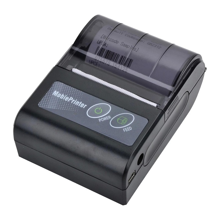 Imprimanta termica portabila, 58mm, Bluetooth, 1500mAh, viteza maxima 80mm/s, dimensiuni 10x7.5x4cm