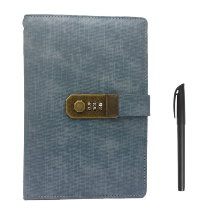 Agenda G&S PRO® – Colectia AristoNotes, format A5, 200 pagini, coperta din piele, sistem de blocare cu cifru, pix negru inclus