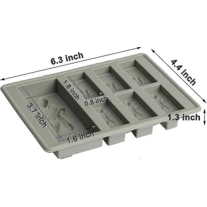 Forme prajituri Han Solo, silicon de grad alimentar, 7 compartimente, reutilizabile, multicolor