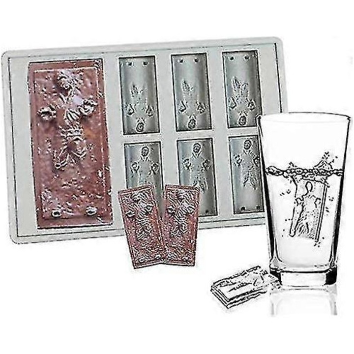 Форми за лед Хан Соло, силикон за храна, за многократна употреба, дизайн на Star Wars, 7 отделения, многоцветни