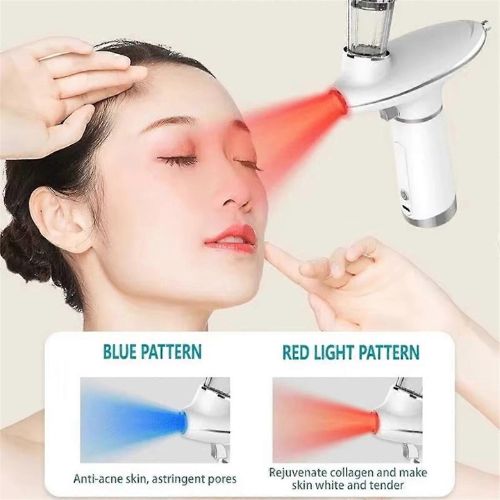 Injector Nano de Oxigen, Rosu si Albastru, Portabil, Reincarcabil USB, Alb/Roz