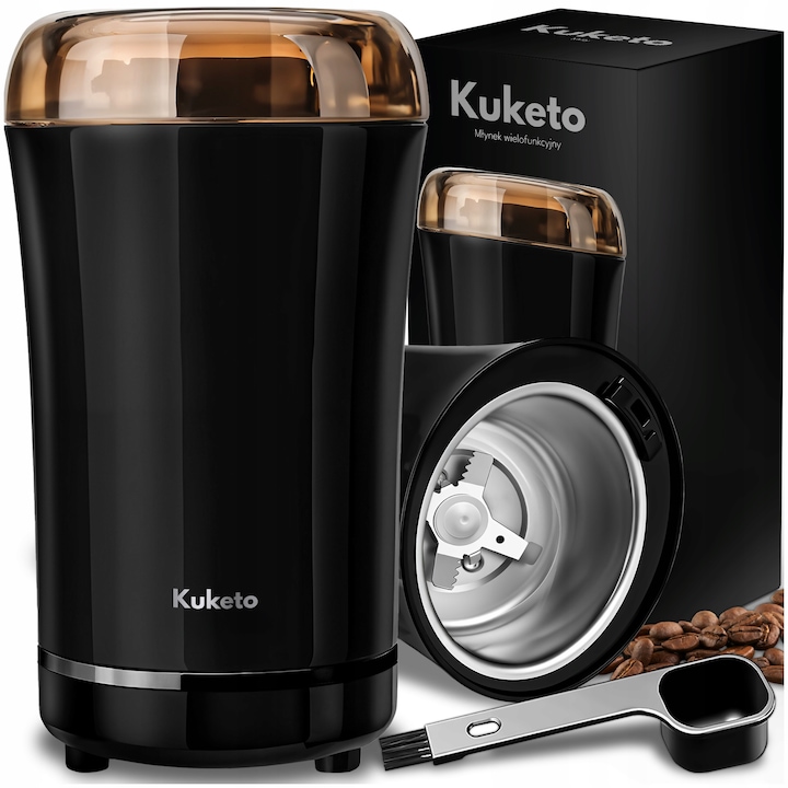 Macinator Electric, Kuketo, Motor Puternic, Eficient De 200W, Lama Cu Patru Colturi Din Otel Inoxidabil, Functie Pulsatorie, Picioare Antiderapante, 18 Cm X 9.6 Cm X 10 Cm, Multicolor, 1 Bucata