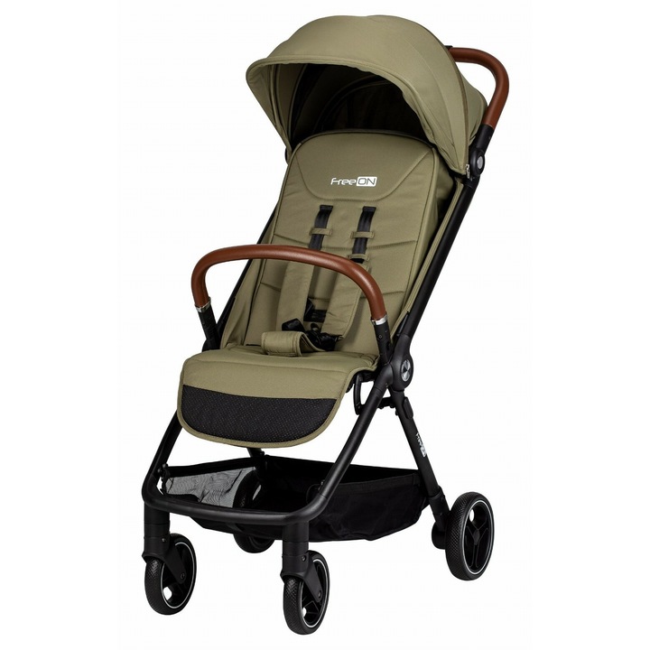 Спортна количка, FreeON, Bold, Автоматично сгъване, Колела с окачване, От раждането до 22 кг, С 3-позиционна регулируема облегалка, Армейско зелено