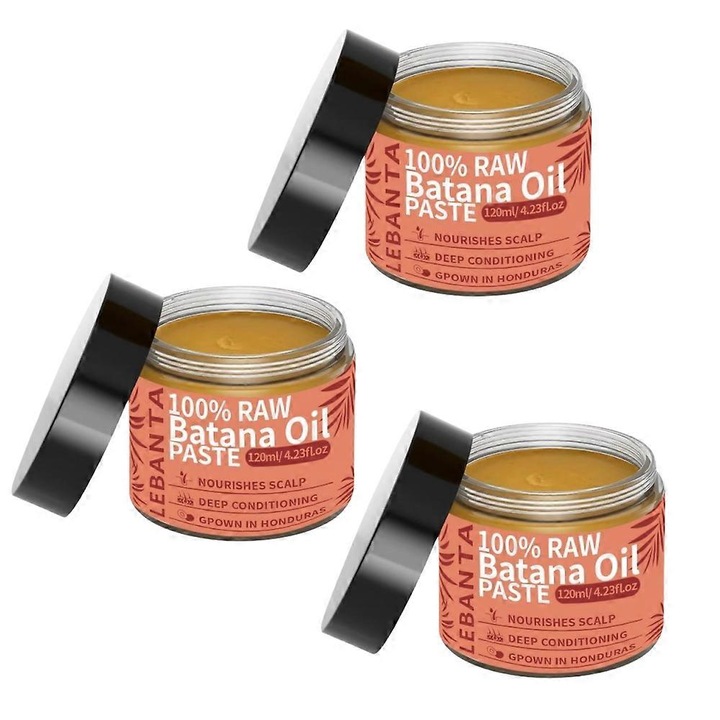 Сурово масло от батана, 100% нерафинирано, от Хондурас, комплект от 3, за гъста и блестяща коса
