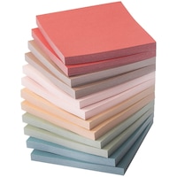 Set notite adezive, Rqiurpn, 12 paduri, 600 file, 75x75mm, Patrat, Culori neutre